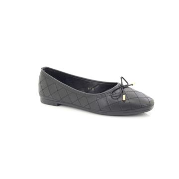 ShuCentre A7 Ladies Black Bow Ballerina Casual Slip On Flats Pumps Shoes