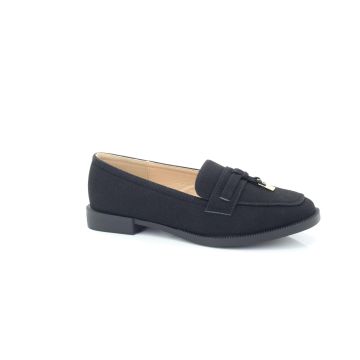 ShuCentre F18 Ladies Black Comfort Slip On Casual Tassel Loafers Shoes
