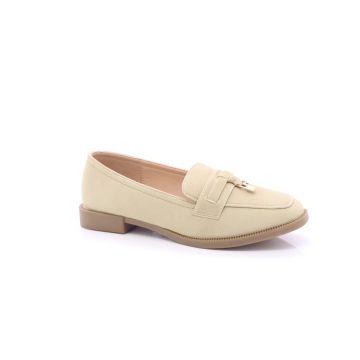 ShuCentre F18 Ladies Beige Comfort Slip On Casual Tassel Loafers Shoes