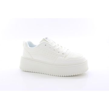 Ladies White Wedge Platform Smart Comfort Lace-Up Casual Sneakers Trainers
