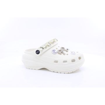 Taletu Ladies White Diamante Waterproof comfort Close Toe Mule Sliders Clog