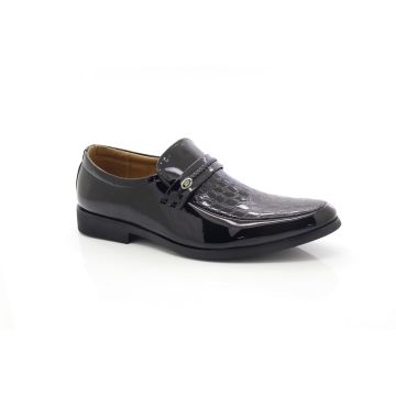ShuCentre Men's Black Patent Smart Dress Wedding Party Slip-On Formal Shoes