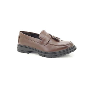 ShuCentre Men's Matt Brown Monk Slip-On Casual Tassel Loafers Shoes