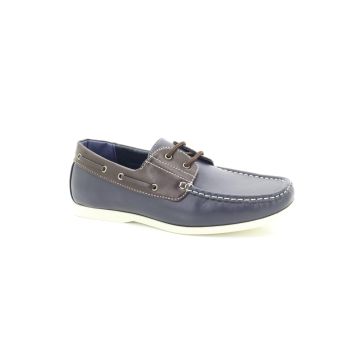 ShuCentre Mens Blue Smart Dek Lace Up Casual Moccasin Boat Shoes