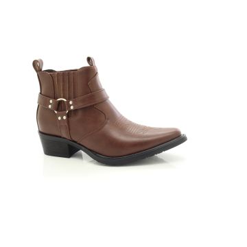 ShuCentre Men's Dark Brown American Cowboy Pointed Retro Ankle Boots