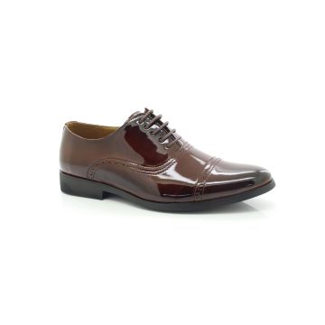 Men's Brown Patent Smart Dress Wedding Party Lace up Formal Shoes