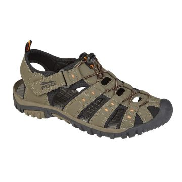 PDQ B040T Dark Taupe/Orange Synthetic Nubuck Toggle/Touch Fastening Trail Sandal