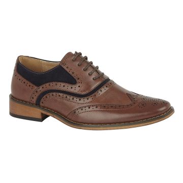 GOOR B499B Brown 5 Eyelet Wing Capped Brogue Oxford Shoes