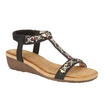 Cipriata L072A `LIA´ Black PU Jewelled Sling Back Sandal 