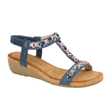 Cipriata L072C `LIA´ Blue PU Jewelled Sling Back Sandal 