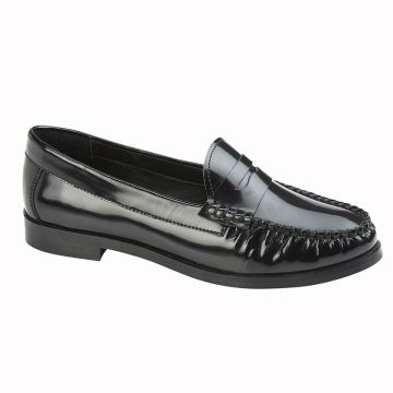 CIPRIATA L075A NICOLINA Black Hi-Shine Leather Saddle Loafer