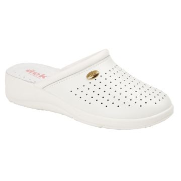 DEK L128G White Coated Leather Clog
