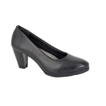 MOD COMFYS L171A Black Leather 55mm Heel Ladies Court Shoe