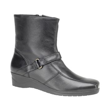Mod Comfys L184A Black Softie Leather Inside Zip Ankle Boot