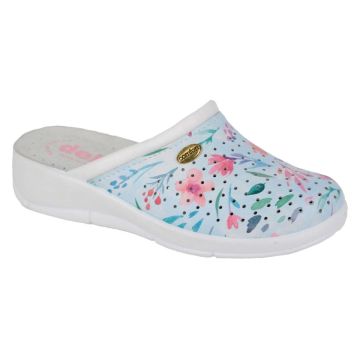 dek L210CM Baby Blue Floral Coated Leather Floral Clog