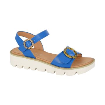 CIPRIATA L282C MIMI Blue PU Halter Back Twin Buckle Wedge Sandal