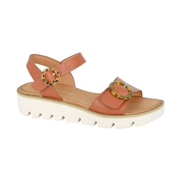 CIPRIATA L282LT MIMI Tan PU Halter Back Twin Buckle Wedge Sandal