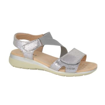 Boulevard L283FS Silver Shimmer PU Elasticated Touch Fastening Sandal