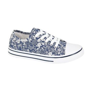 Dek L290C 5 Eyelet Blue Floral Canvas Pump Shoe