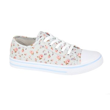 Dek L290F 5 Eyelet  Light Grey Floral Canvas Shoe