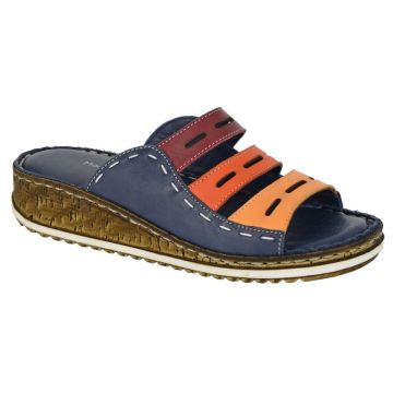 MOD COMFYS L303CM Blue/Multi Leather 3 Bar Slip on Mule