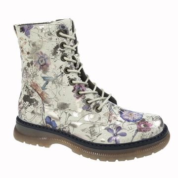 CIPRIATA L310LFM ANNETTA Light Grey/Floral PU 8 Eye Lace Inside Zip Boot