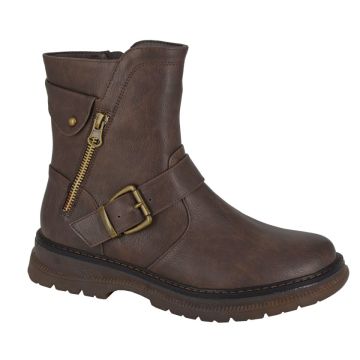 CIPRIATA L320B TILDA Brown PU Inside Zip Ankle Biker Boot