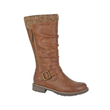 Cipriata L343BT ALISA Tan PU Inside Zip Buckle High Leg Boot