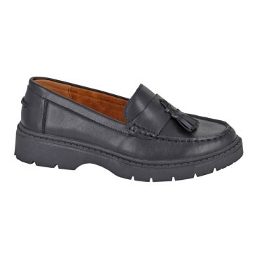 CIPRIATA  L353A OMARA Black Action Leather Tassle Saddle Loafer