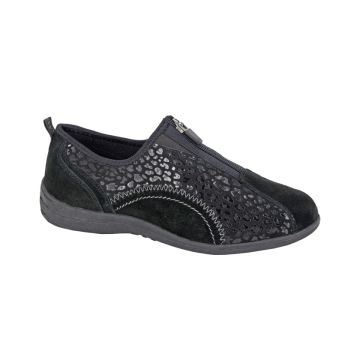 Boulevard  L361AS Black Real Suede/Printed Centre Zip Leisure Casual