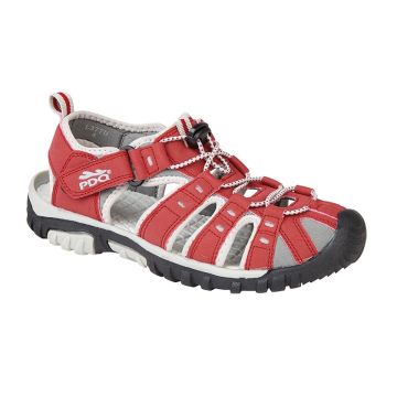 PDQ L377D Red/Grey Synthetic Nubuck Toggle & Touch Fastening Sports Sandal