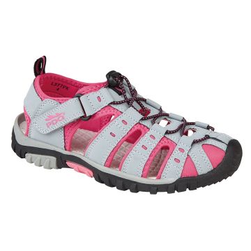 PDQ L377PK Grey/Fuchsia Synthetic Nubuck Toggle & Touch Fastening Sports Sandal