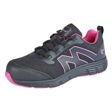 GRAFTERS L383A Black/Hot Pink Nylon Mesh/PU Ladies Safety Trainer Shoe