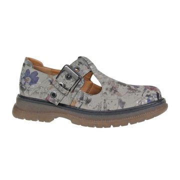CIPRIATA L413LFM CIRA Light Grey/Floral PU T-Bar Buckle Shoe