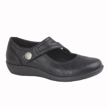 BOULEVARD L435A Black PU Touch Fastening Asymmetrical Bar Shoe