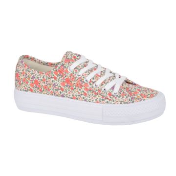 Dek L438A 6 Eye Beige Multi Floral Canvas Shoe