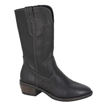 CIPRIATA L447A WANDA Black PU Inside Zip Cowgirl Boot