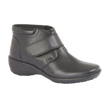 MOD COMFYS L477A Black Softie Leather X Wide Touch Fastening Ankle Boot