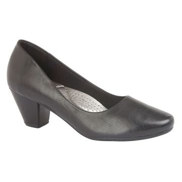 BOULEVARD L532A Black PU Plain Court Shoe