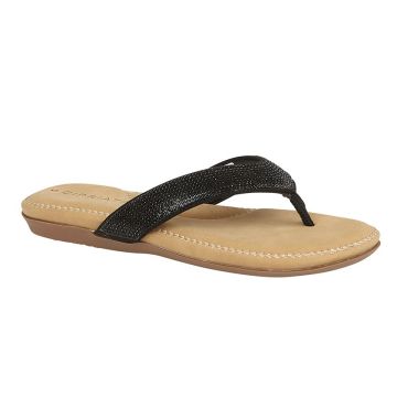 CIPRIATA ALCEE L672A Black Diamante Jewelled Toe Post Mule Sandals