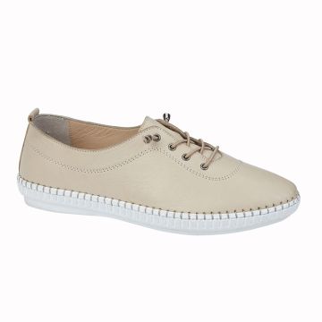 Mod comfys L932BE Sand Softie Leather Elastic Lace Up Comfort Shoe