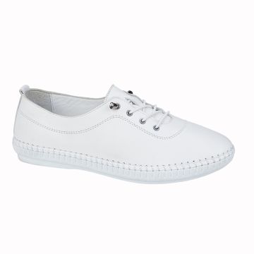 mod comfys L932G White Softie Leather Elastic Lace Up Comfort Shoe