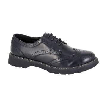 Boulevard L963A Black Matt PU 4 Eye Lace Brogue Shoe