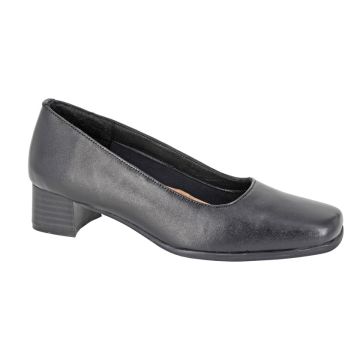 Mod Comfys  L989A Black Leather Plain Court Shoe