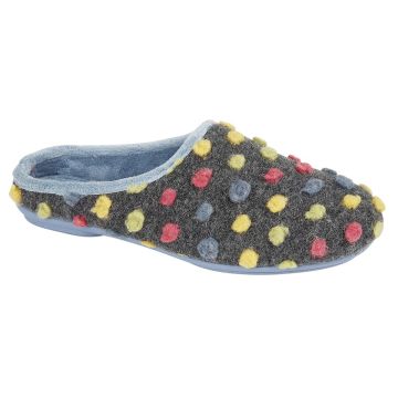 Sleepers AMY LS312C Blue Multi Spotted Knit Mule Slipper
