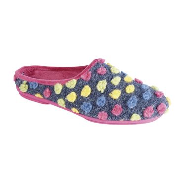 Sleepers AMY LS312M Fuchsia Multi Spotted Knit Mule Slipper
