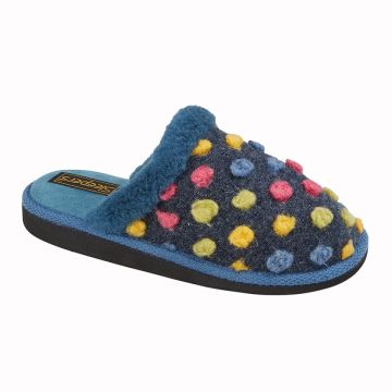 Sleepers DONNA LS319C Navy Spotted Warm Fleecy Lining Indoor Slipper 