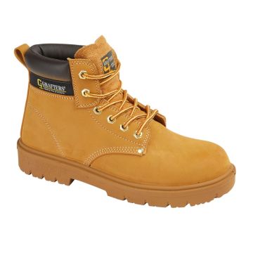 Grafters M958N Honey Action Nubuck 6 Eye Safety Boot Steel Safety Toe Cap & Stainless Steel Midsole