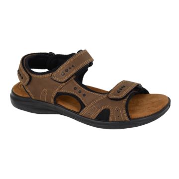 Roamers M990B Brown Crazy Horse Leather Triple Touch Fastening Sports Sandal