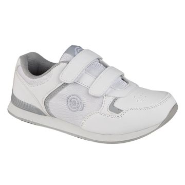 Dek T839G `LADY SKIPPER´ White PU/Textile Touch Fastening Trainer-Style Bowling Shoe